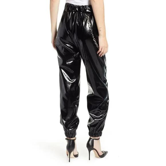I.AM.GIA Pants M Black Coated PVC Cobain Cargo Chain Link High Waist Goth Punk - Picture 4 of 9